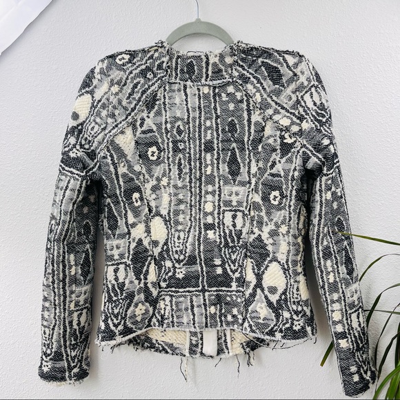 IRO Black white blazer jacket Dickey skuba snake geometrical cotton wool tweed - Picture 8 of 15